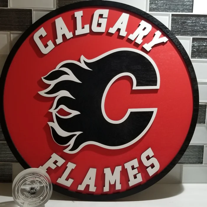 Calgary Flames 3D Wood Sports Sign