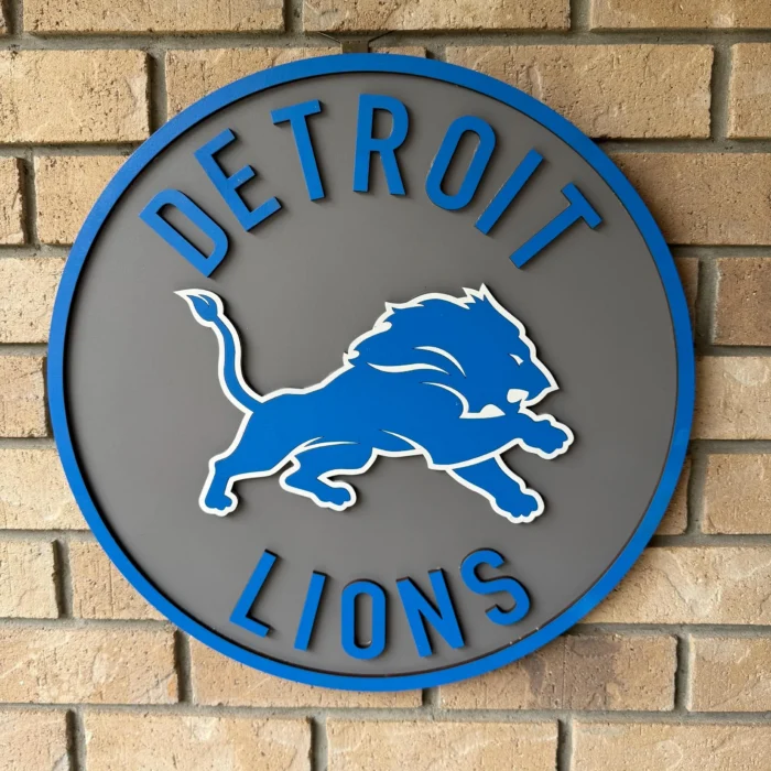 Detroit Lions 3D Wood Sports Sign
