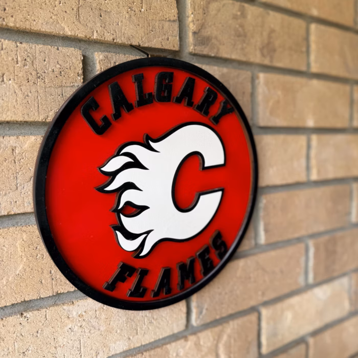 Calgary Flames 3D Wood Sports Sign v.2