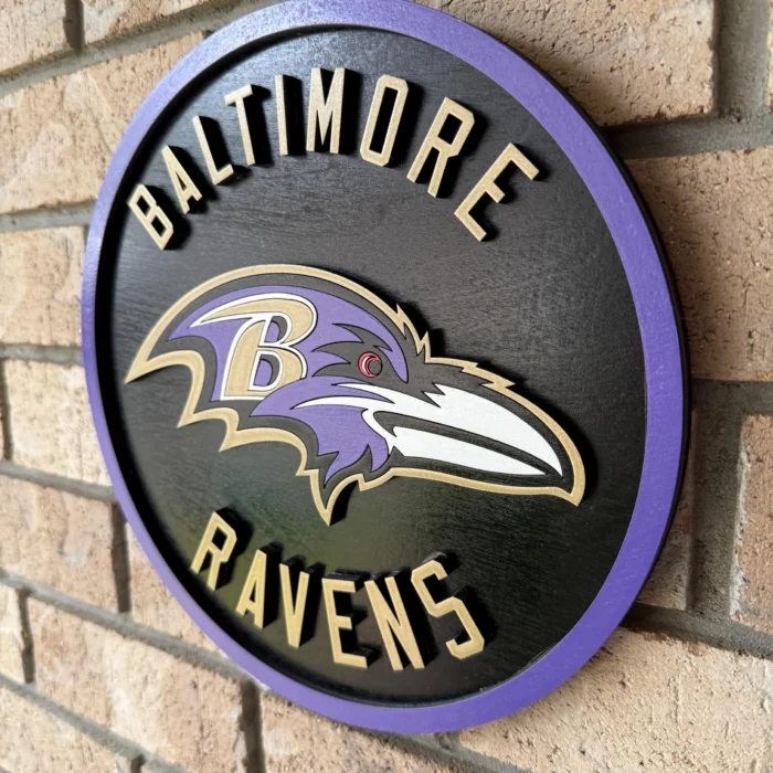 Baltimore Ravens 3D Wood Sports Sign